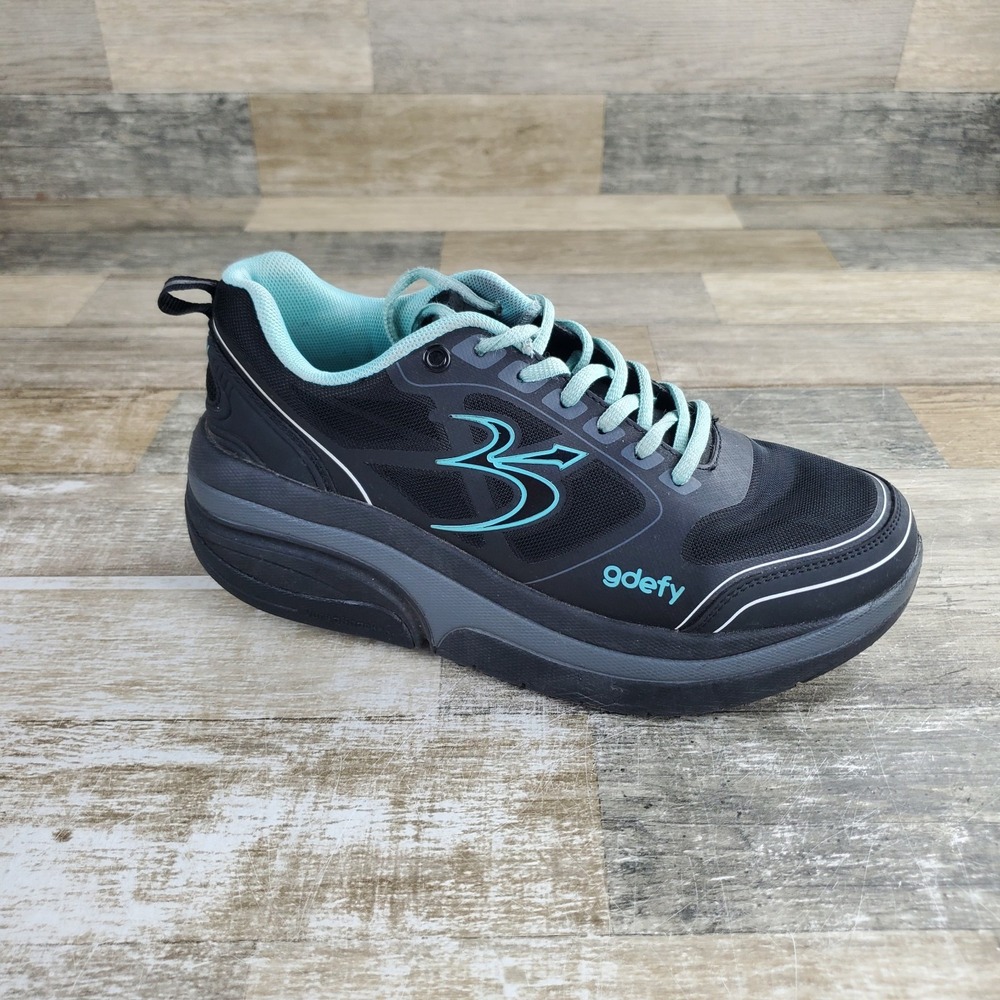 G-defy Gravity Defyer Womens Shoes Sz 8 Comfort Black Teal Mesh Walking Sneakers